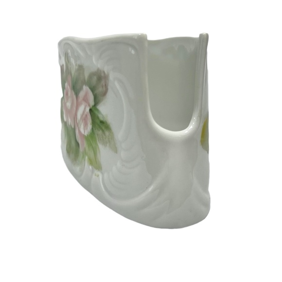 VINTAGE WHITE WITH PINK FLOWERS GERALD PORZELLAN BAVERIA PORCELAIN SPOON REST - Picture 10 of 15